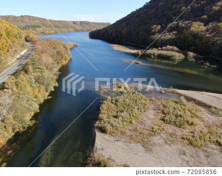 Aerial view of the shore of Lake Ashoro Aerial view of the shore of Lake Ashoro 72085856