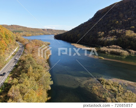 Aerial view of the shore of Lake Ashoro 72085857