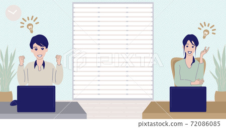 Work from home, work from home, living room, male, female, copy space, inspiration set, illustration Work from home, work from home, living room, male, female, copy space, inspiration set, illustration 72086085