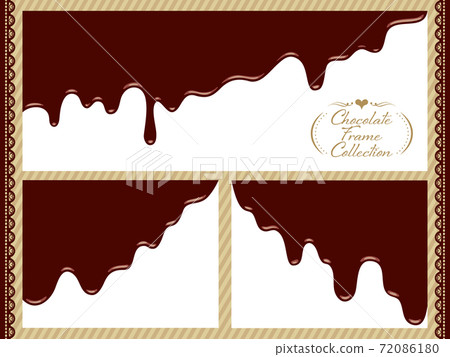 Three variations of brown chocolate hanging on the edge of the screen 72086180