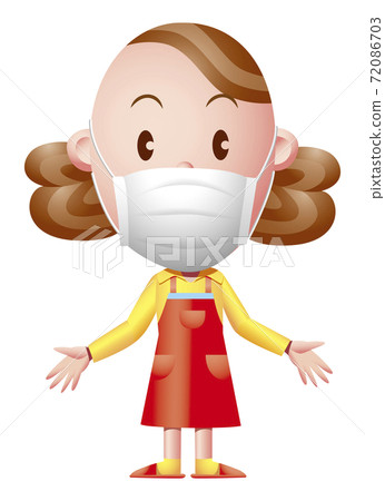 Mom in a red apron with a mask Mom in a red apron with a mask 72086703