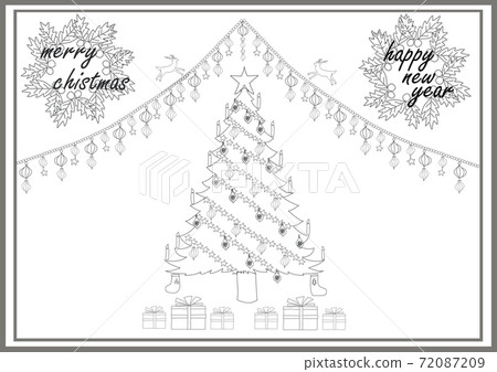 裝飾聖誕樹和新年插圖 72087209