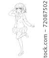 Line art of a female student with a moe touch Winter clothes (whole body) 72087502