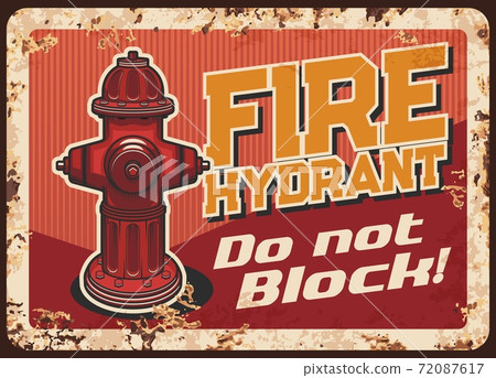 Fire hydrant blocking warning vector retro banner Fire hydrant blocking warning vector retro banner 72087617