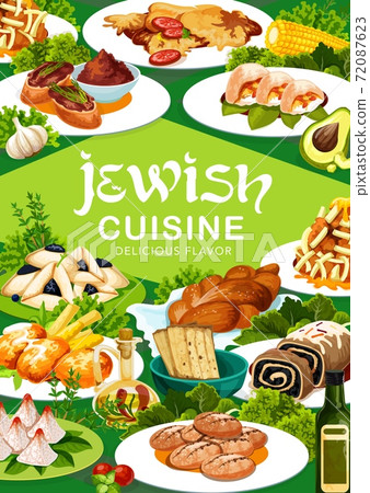 Jewish cuisine traditional meals vector banner 72087623