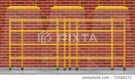 Metal yellow rack. Empty metallic storage shelves - Stock Illustration ...