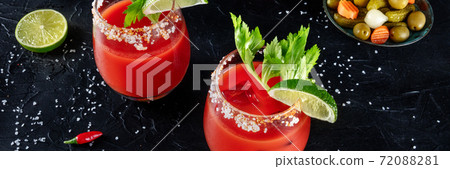 Bloody Mary cocktail panorama with lime and celery 72088281