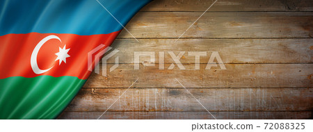 Azerbaijani flag on vintage wood wall banner Azerbaijani flag on vintage wood wall banner 72088325