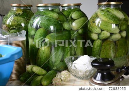 Preserved cucumbers at home and from their city of cucumbers Preserved cucumbers at home and from their city of cucumbers 72088955