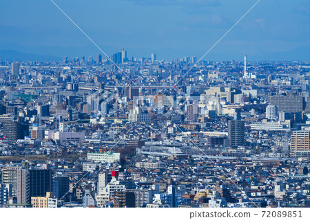 Tokyo cityscape 2020 overlooking the direction of Omiya from Adachi Ward 72089851