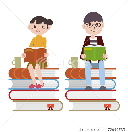 書年輕的男人和女人讀 72090785