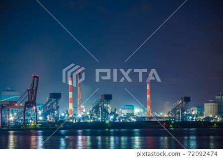 [Keiyo Industrial Zone, Nippon Steel & Sumitomo Metal Kimitsu Works Factory Night View] 72092474
