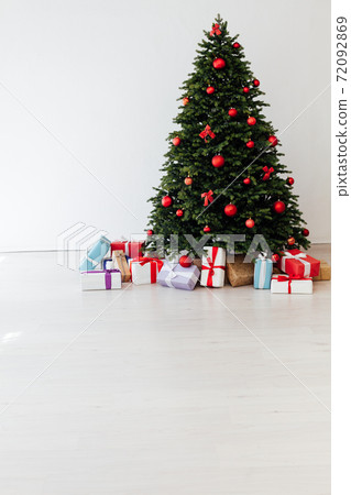 beautiful Christmas tree with gifts decor new year terrier 72092869