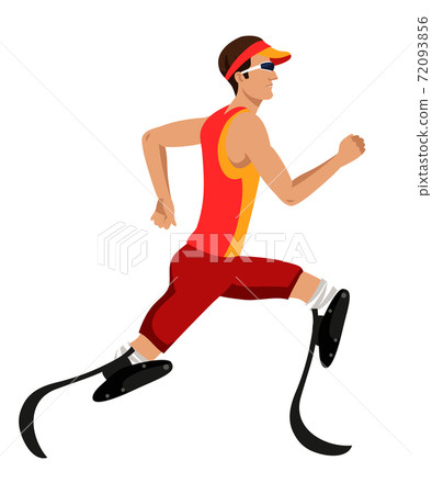 Athlete with prosthetic legs run marathon, Paralympics game 72093856