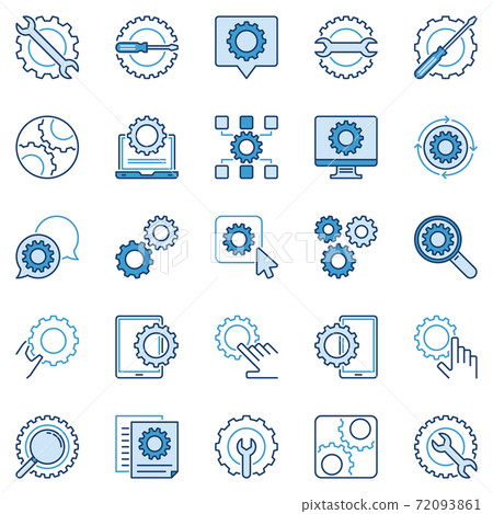Settings or Configuration blue icons set - vector Gear signs 72093861