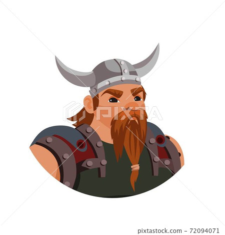 Viking in horned helmet, person portrait isolated Viking in horned helmet, person portrait isolated 72094071