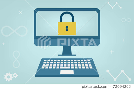 受安全保護的計算機的圖像插圖 受安全保護的計算機的圖像插圖 72094203