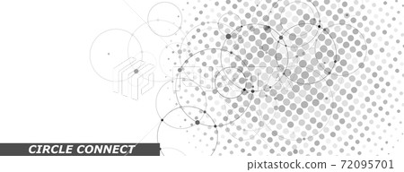 Circle connect in flat style. Halftone dots background. Circle halftone pattern. Vector cover 72095701