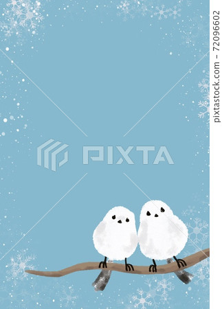 Postcard template for long-tailed tit in the cold Postcard template for long-tailed tit in the cold 72096602
