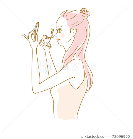 Female eyelash curler during makeup 72096990