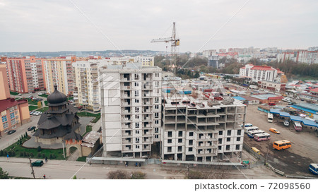 Aerial View of New Microdistrict in the Town Aerial View of New Microdistrict in the Town 72098560
