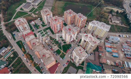 Aerial View of New Microdistrict in the Town Aerial View of New Microdistrict in the Town 72098566