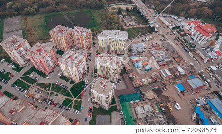 Aerial View of New Microdistrict in the Town Aerial View of New Microdistrict in the Town 72098573