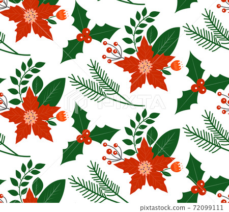 Christmas plants seamless pattern. Merry christmas repeating texture winter flowers.Tileable Holiday background. Vecto illustration Christmas plants seamless pattern. Merry christmas repeating texture winter flowers.Tileable Holiday background. Vecto illustration 72099111