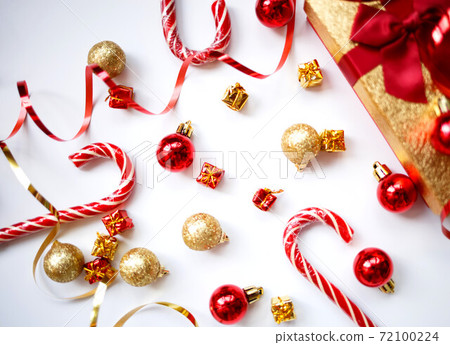 small boxes with gifts in sequins. happy new year concept 72100224