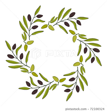 Olive wreath with hand drawn branch Olive wreath with hand drawn branch 72100324