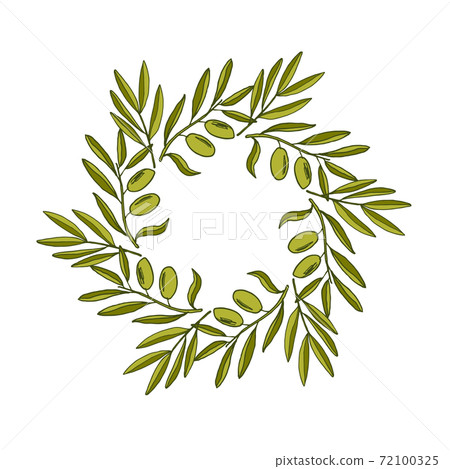 Olive wreath with hand drawn branch Olive wreath with hand drawn branch 72100325