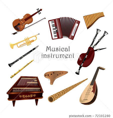 Musical instruments set icons. Illustration isolated on white background - Vector Musical instruments set icons. Illustration isolated on white background - Vector 72101280