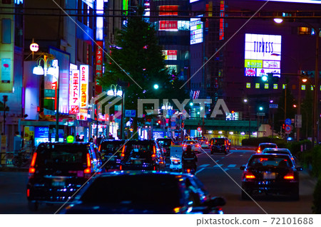 Transportation on Yasukuni Dori Shinjuku's neon street [business district image] 72101688