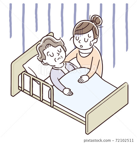Vector Illustration Material: Young woman tired of caring for senior women 72102511