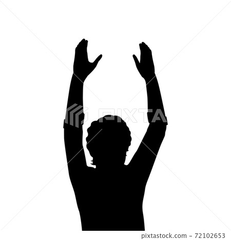 Silhouette man with your hands up closeup Silhouette man with your hands up closeup 72102653