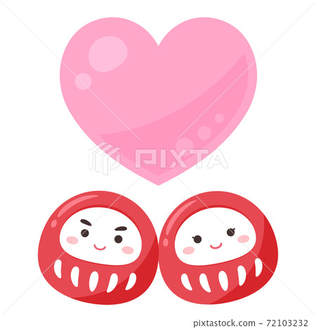 Illustration of a cute daruma doll of love fulfillment_heart Illustration of a cute daruma doll of love fulfillment_heart 72103232