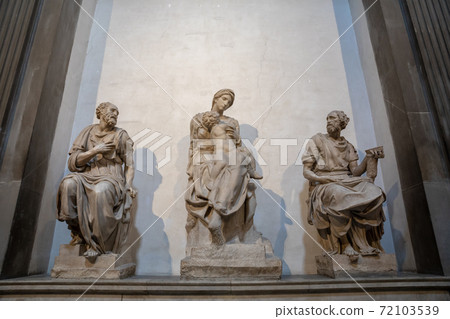 Closeup view of marble sculpture by Italian artist in Medici Chapels Closeup view of marble sculpture by Italian artist in Medici Chapels 72103539
