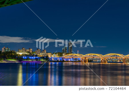漢江鐵路大橋夜景 漢江鐵路大橋夜景 72104464
