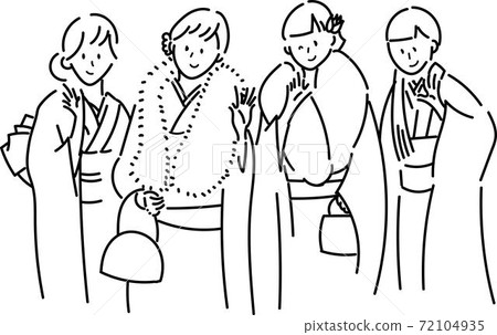Vector image of a new adult wearing furisode at the coming-of-age ceremony Vector image of a new adult wearing furisode at the coming-of-age ceremony 72104935