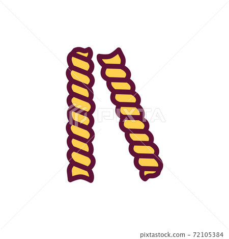 Original italian pasta Girandole color line icon. Isolated vector element. 72105384