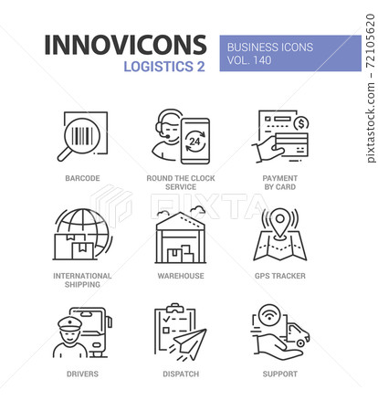 Logistics - colorful line design style icons set - Stock Illustration ...