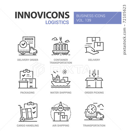 Logistics - colorful line design style icons set 72105623