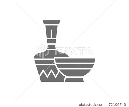 African ethnic pottery, bowl, jug grey icon. 72106740