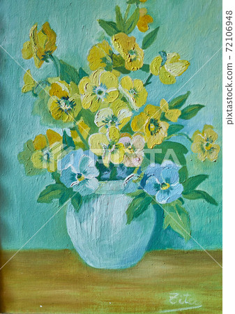 Flower pot painting with texture Flower pot painting with texture 72106948