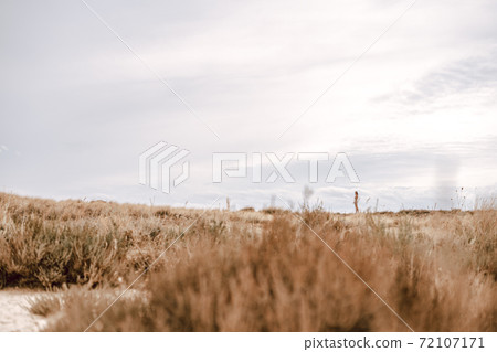 Desertic landscape and a woman Desertic landscape and a woman 72107171