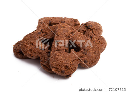 chocolate chip cookie heart isolated chocolate chip cookie heart isolated 72107813