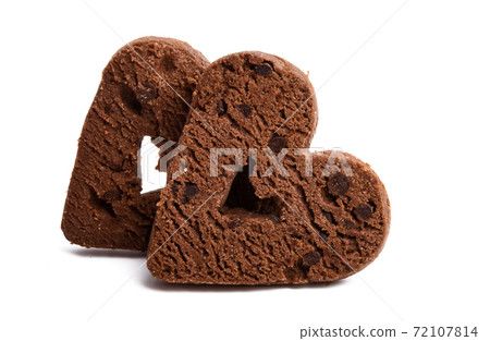 chocolate chip cookie heart isolated chocolate chip cookie heart isolated 72107814