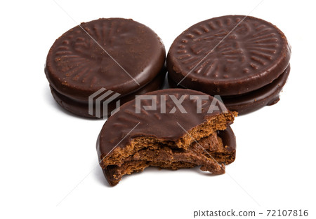 chocolate double cookie isolated chocolate double cookie isolated 72107816