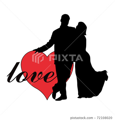 Vector image of a couple in love on the background of a red Valentine's day heart.Isolated on a white background Vector image of a couple in love on the background of a red Valentine's day heart.Isolated on a white background 72108020