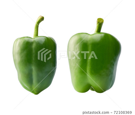 Fresh green bell pepper isolated on white background. Clipping path. 72108369